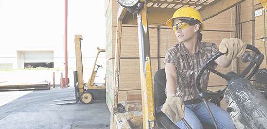 Action Gypsum Supply Services Special Order image of a woman operating a forklift